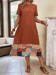 EMERY ROSE 花和佩斯利圖案連衣裙 - 亮橙色 - 查看 1