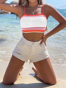 SHEIN Unity 條紋圖案針織吊帶短上衣 - 彩色 - 查看 4