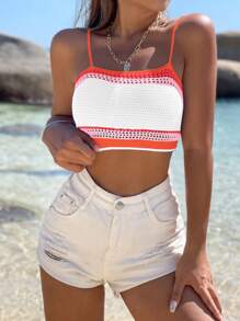 SHEIN Unity 條紋圖案針織吊帶短上衣 - 彩色 - 查看 6