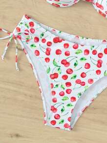 Cherry Print Push Up Bikini Set For Summer Beach - Multicolor - View 6
