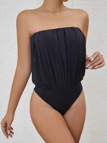 Breezaya Solid Tube Bodysuit - Black - View 4