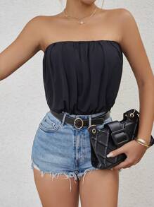 Breezaya Solid Tube Bodysuit - Black - View 5