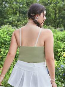 ROMWE Fairycore Plus Butterfly Print Cami Top - Mint Green - View 3