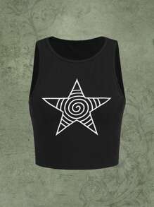 ROMWE Hippie Áo khoác và áo lót dành cho xe tăng nữ Gân đan Hình học Giải trí - màu đen - Xem 1