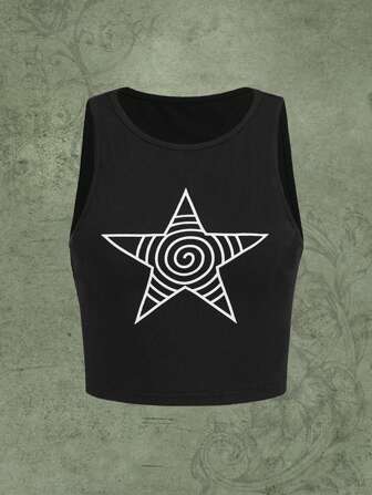 Hippie Tank Top mit Stern Muster,