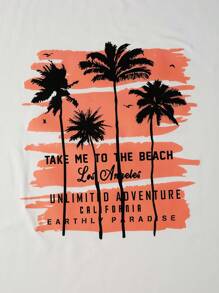 Manfinity Hypemode 男士熱帶圖案T恤和腰部抽繩短褲 - 彩色 - 查看 6