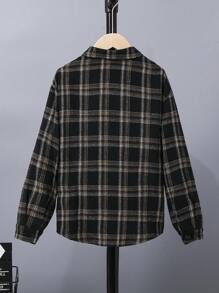 SHEIN Tween Boy Casual Checked Weave Shirt With Lapel Collar And Open Front - Multicolor - View 2