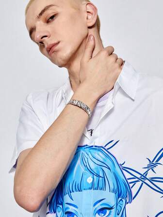 Anime 1pc Fashion Iron Solid Bangle For Men For Daily Decoration