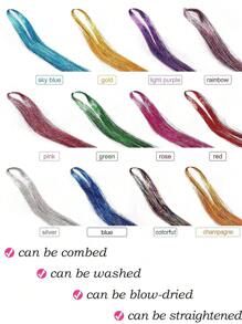 12色髮絲套裝帶工具，36/48英寸2400股女童金屬絲接發 - 彩色 - 查看 2