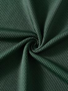 Teen Girls Solid Ribbed Knit Tank Dress - Army Green - View 5
