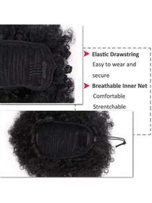 Tóc đuôi ngựa xoăn xoăn Afro 4 inch - 10 inch Tóc giả tổng hợp tóc búi ngắn, tóc giả búi cao cho bé gái, trẻ em, tóc búi tổng hợp cỡ nhỏ - màu đen - Xem 5