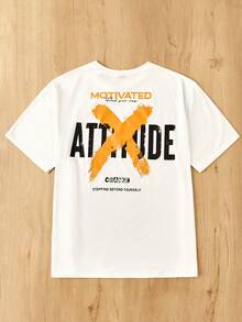 SHEIN EZwear Áo thun Plus size Lá thư Giải trí - trắng - Xem 2