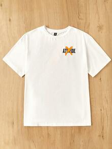 SHEIN EZwear Áo thun Plus size Lá thư Giải trí - trắng - Xem 5