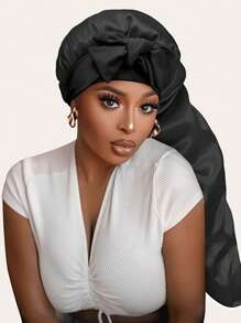 Elastic Wig Sleeping Bonnet - Black - View 1