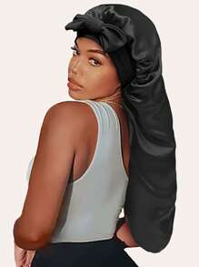 Elastic Wig Sleeping Bonnet - Black - View 6