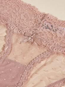 SHEIN 5条装女士花卉蕾丝蝴蝶结装饰无痕内裤 - 彩色 - 查看 5