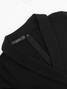 HOMEYEE Vestido ajustado con diseño de botón con abertura trasera - Negro - Ver 5