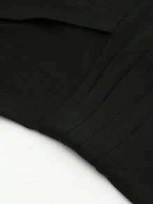 HOMEYEE Vestido ajustado con diseño de botón con abertura trasera - Negro - Ver 6