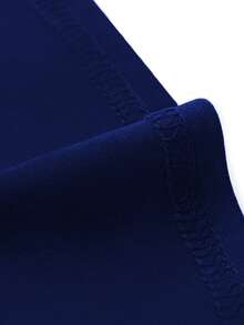 HOMEYEE 素色後背開衩緊身連衣裙 - 藏蓝色 - 查看 4