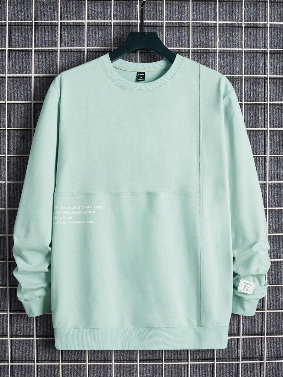 Manfinity RebelGame Áo nỉ Nam Đắp vá Slogan Giải trí - Màu xanh Bạc hà - Xem 1