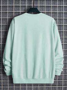 Manfinity RebelGame Áo nỉ Nam Đắp vá Slogan Giải trí - Màu xanh Bạc hà - Xem 2