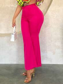 SHEIN SXY 素色喇叭褲 - 粉色 - 查看 4