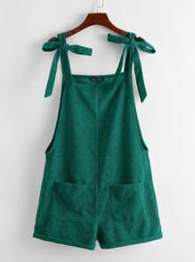 SHEIN EZwear Mono overol de hombro con nudo - Verde Oscuro - Ver 1