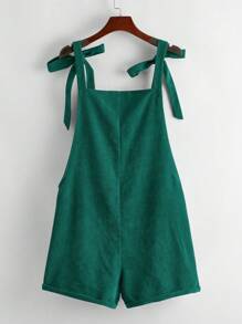 SHEIN EZwear Mono overol de hombro con nudo - Verde Oscuro - Ver 2