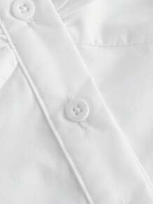 SHEIN MOD Puff Sleeve Button Front Shirt With Tie - White - View 4