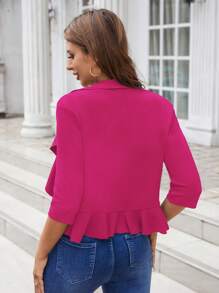 SHEIN LUNE Áo khoác nữ Bất đối xứng Viên lá sen màu trơn Giải trí - Màu Hồng Tươi - Xem 2