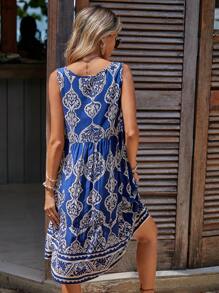 SHEIN LUNE 印花娃娃裙 - 藍白色 - 查看 2