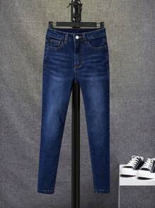 SHEIN Tween Boy Cat Whisker Washed Jeans - Dark Wash - View 3