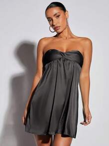SHEIN BAE Twist Front Tube Dress - Black - View 4