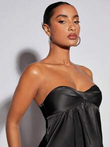 SHEIN BAE Twist Front Tube Dress - Black - View 6