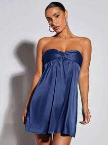 SHEIN BAE 胸部褶皺抹胸連衣裙