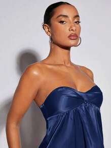 SHEIN BAE 胸部褶皺抹胸連衣裙