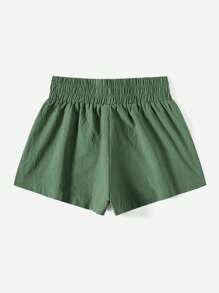 SHEIN EZwear 字母補丁細節短褲 - 綠色 - 查看 2