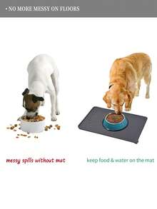 1入組素色防水防滑寵物餐墊適用於狗狗和貓適用於全部季節 - 灰色 - 查看 3