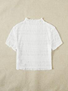 SHEIN EZwear Áo nữ Xù nhỏ Textured màu trơn Giải trí - trắng - Xem 2