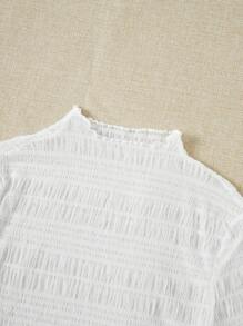 SHEIN EZwear Áo nữ Xù nhỏ Textured màu trơn Giải trí - trắng - Xem 4