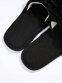 Fall/Winter Women Flower Decor Bedroom Slippers, Fashion Indoor Home Slippers - Black - View 8