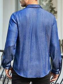 Manfinity Homme Men Solid Button Up Shirt - Blue - View 2