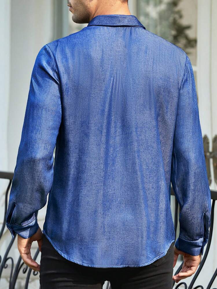 Men Solid Button Up Shirt