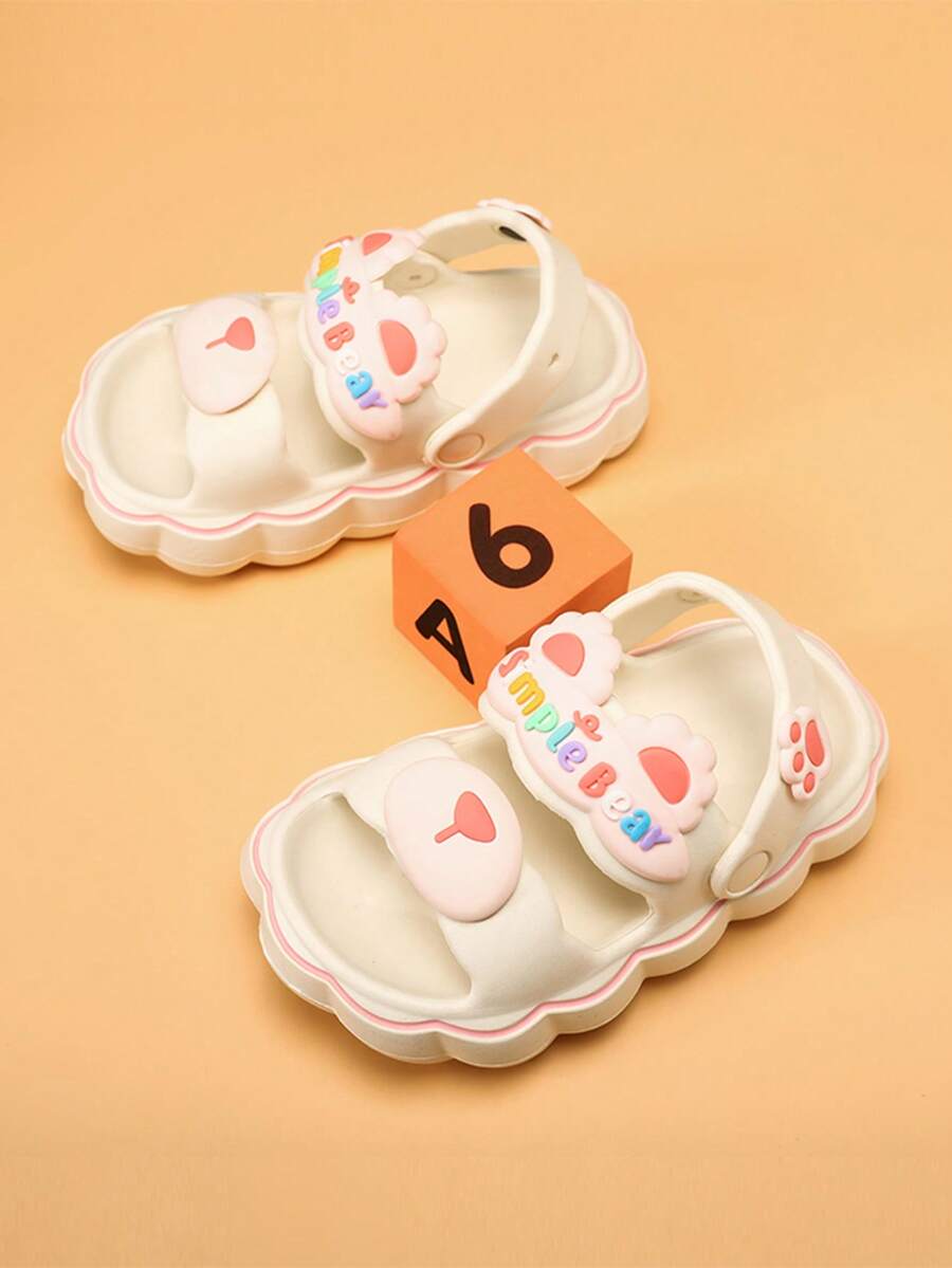 Chicas Zapatillas con diseño de letra anti deslizante - Beis - Ver 1