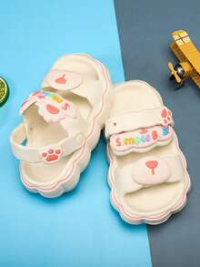 Chicas Zapatillas con diseño de letra anti deslizante - Beis - Ver 2