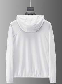 Men Zip Up Hooded Sports Jacket - White - View 2