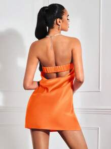 SHEIN BAE Vestido tubo unicolor con abertura de espalda abierta