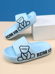 Chicas Zapatillas con patrón de oso anti deslizante - Azul - Ver 1