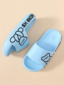 Chicas Zapatillas con patrón de oso anti deslizante - Azul - Ver 4