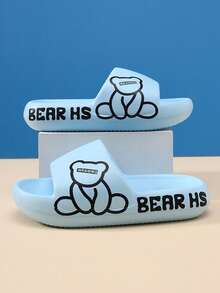 Chicas Zapatillas con patrón de oso anti deslizante - Azul - Ver 5